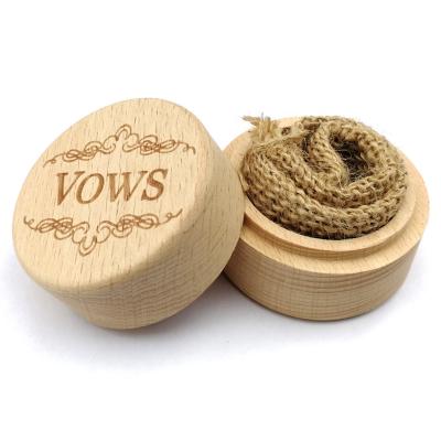 China Solid Wooden Double Ring Box Beech Wood Ring Small Ring Box Jewelery Romantic Gift Promotion Simple Wooden Box Wholesale High Quality for sale