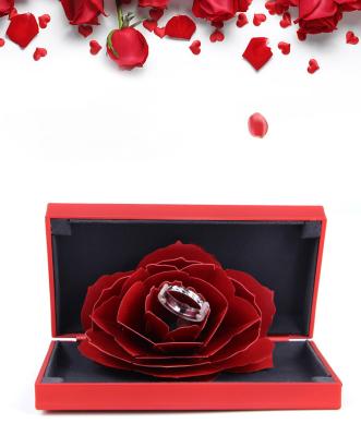 China Guorui Paper + Plastic Free Sample Romantic Ring Box Paper Flower Integrated Jewelry Ring Box for sale