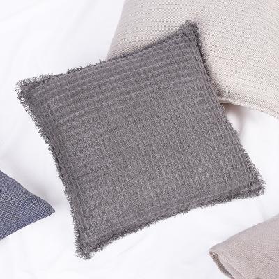 China Sustainable Decor Woven Walf Checks 100% Christmas Linen Linen Cushion Covers Pillowcase For Coach for sale