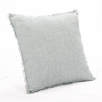 China Viable Decor Washed Cotton Canvas Christmas Check Cushion Covers Fringe Pillowcase 18 x 18 for sale