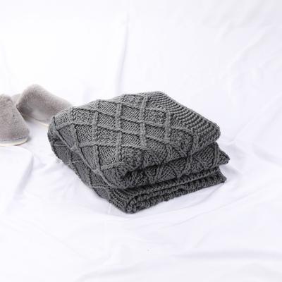 China Wholesale Gray Knit Cozy Woven Other Viable Throw Blankets Chunky Cable Knitted For Christmas Gift for sale