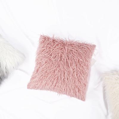 China Anti-pilling 18 x 18 Curly Plush Faux Fur Christmas Fall Pillow Throw Cushion Covers For Sofa Bed for sale