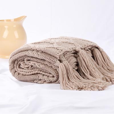 China Sustainable OEKO-TEX Certificate Braided Cable Woven Knit 100% Acrylics Throw Blankets Chunky Knitted For Sofa for sale