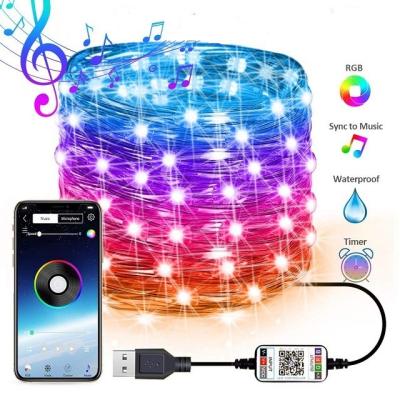 China String Lights LED Fairy String Lights Hanging Curtain APP Control Twinkle Lights Plug In USB Home Party Decor 33FT for sale