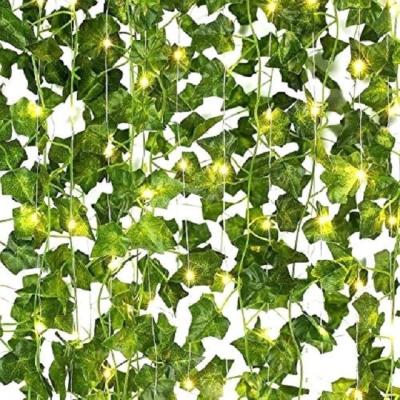 China Beautiful Fairy Warm White Green Leaves Operated Garland Curtain Light Adapter For Garden Wedding Decor Leaf Light for sale