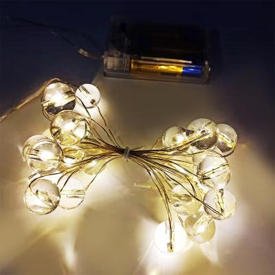 China Decoration Christmas Led Light Customize Warm White Crystal Bead String Light Holiday Gold Wire Power Supply Decoration for sale