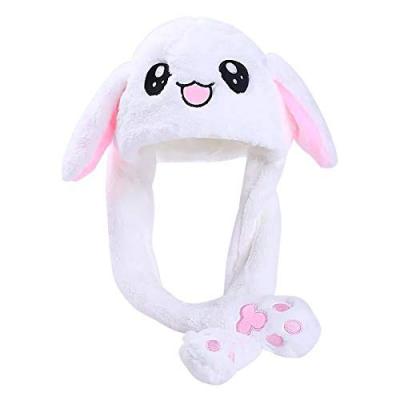 China HZM-18140 Korea Bunny Air Pumping Moving Ears Cute Hat COMMON Soft Anime Stuffed Plush Toy Making Funny Rabbit Hat for sale