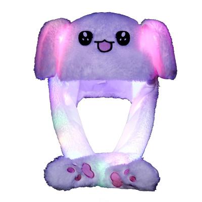 China JOINT Bunny Hat Moving Ears Movable Lovely Plush Soft Rabbit Glowing Animated Hat for sale