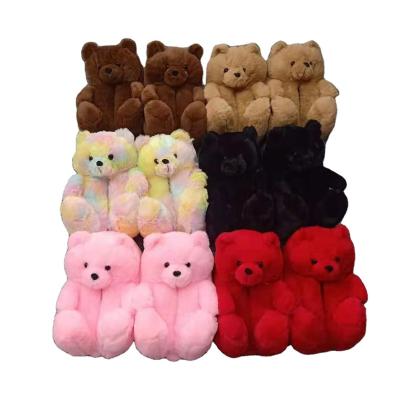 中国 Factory Supply Fashion Trend Fashion Teddy Bear Bed Cheap Women's Soft Plush Child Slipper Blue Teddy Bear Slipper Animals Cotton Blue Teddy Bear Slipper For Woman 販売のため