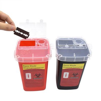 China Portable Medical Disposal PP Syringes Trash Can Tattoo Needle Needle Box Sharp Safety 1L Container for sale