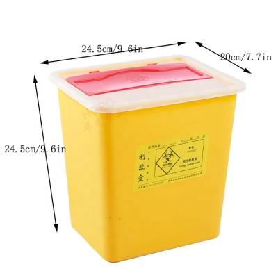 China 100% PP Spill Open Sharp Lid 10L Disposable Syringe Needle Box Container Square Medical Waste Safety Box for sale