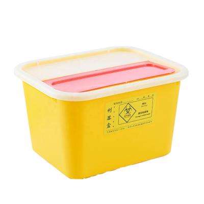 China PP Spill Sharp Disposable Syringe Needle Box Container 8L Square Medical Waste Safety Box for sale