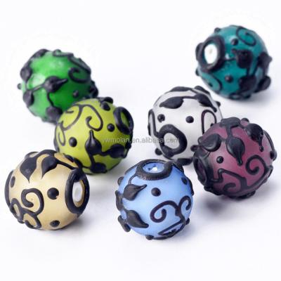 China Beads for Jewelry Making DIY Openers Large Round 18mm Matte Lampwork Glass Loose Beads for DIY Openers Jewelry Making Findings for sale