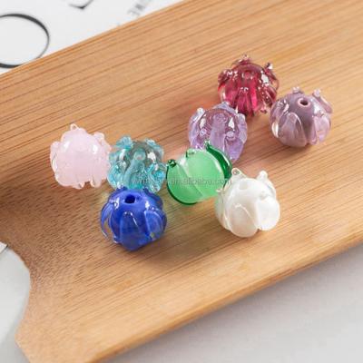 China Beads For Jewelry Making DIY Crafts 14x11mm Round Flower Shape Lampwork Glass Loose Beads For DIY Crafts Jewelry Making Findings for sale