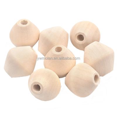 China Beads For Jewelry Making DIY Crafts 30x30mm Big Bicone Shape Natural Wood Handcraft Loose Big Hole Beads For DIY Crafts Jewelry Making for sale