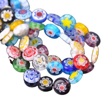 China Beads For Jewelry Making DIY Crafts Mixed Flat Round 6mm 8mm 10mm 12mm 14mm Flower Patterns Millefiori Glass Loose Crafts Beads Batch For DIY Jewelry Making Findings for sale