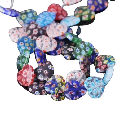 China Beads For Jewelry Making DIY Crafts Heart Shape Mixed Flower Patterns 8mm 10mm 16mm 25mm Millefiori Glass Loose Beads For DIY Crafts Jewelry Making Findings for sale