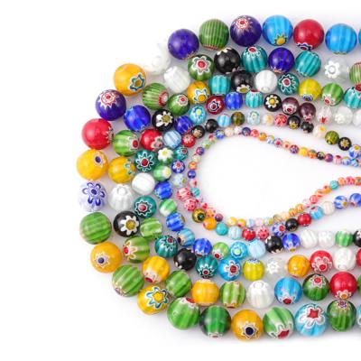 China Beads For Jewelry Making DIY Beads Mixed Flower Pattern Millefiori 4mm Glass Round 6mm 8mm 10mm 12mm 14mm Loose Beads For Jewelry Making DIY Beads Findings for sale