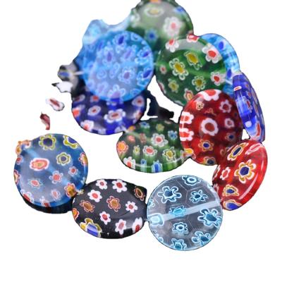 China Beads For Jewelry Making DIY Crafts 20mm Flat Round Coin Shape Mixed Flower Pattern Millefiori Loose Crafts Glass Beads Lot For DIY Jewelry Making Findings for sale