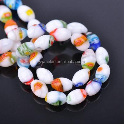 China Beads For Jewelry Making DIY Crafts 8x12mm Mixed Oval Millefiori Glass Loose Spacer Beads Lot For DIY Jewelry Making Findings for sale