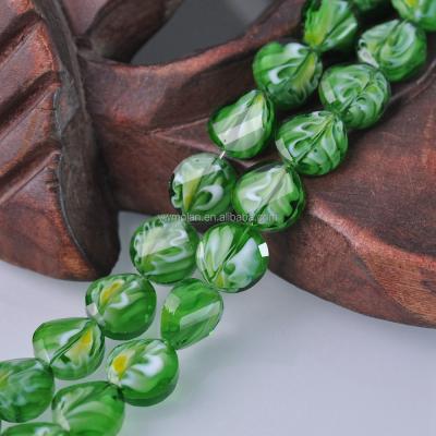 China For Jewelry Making DIY 14mm Twist Rondelle Coin Shape Faceted Lampwork Loose Crafts Glass Bead Lot Wholesale For DIY Jewelry Making Findings for sale