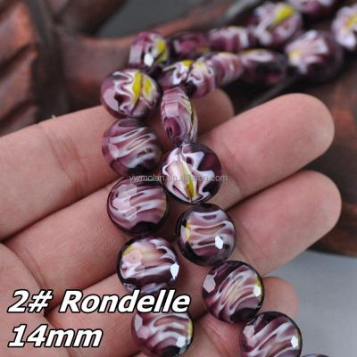 China For Jewelry Making DIY Flat 14mm Round Rondelle Shape Lampwork Faceted Loose Crafts Glass Bead Wholesale Lot For DIY Jewelry Making Findings for sale