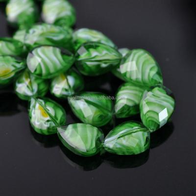 China For Jewelry Making DIY 18x13mm Teardrop Shape Faceted Lampwork Glass Bead Loose Crafts Lot Wholesale For DIY Jewelry Making Findings for sale