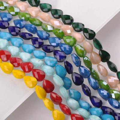 China For Jewelry Making DIY Scratching 18mm Flat Teardrop Faceted Opaque Glass Loose Beads For Jewelry Making DIY Crafts for sale