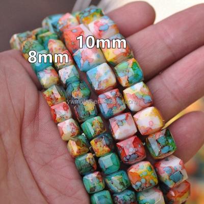 China Beads For Jewelry Making DIY Crafts Coated Colors 8mm10mm Czech Glass Cube In Place Faceted Loose Spacer Beads Wholesale Lot For Jewelry Making DIY Crafts Findings for sale