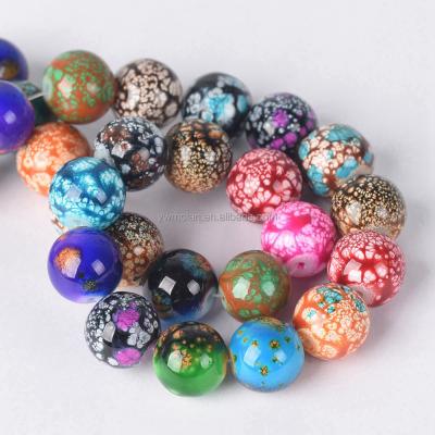 China Beads For Jewelry Making DIY Crafts Around 8mm 10mm Imitate Porcelain Patterns Coated Opaque Glass Loose Beads For Jewelry Making DIY for sale