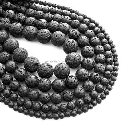 China Beads For Jewelry Making DIY Spacers 4mm 6mm 8/10/12mm 14/16/18/20mm Round Natural Black Lava Stone Loose Spacer Beads Wholesale Lot For Jewelry Making DIY Findings for sale