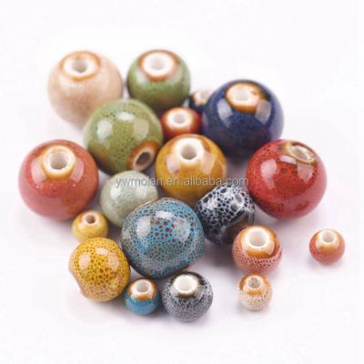 China Beads For Jewelry Making DIY Crafts Round Random Mixed 6mm 8mm 10mm 12mm 14mm Handmade Ceramic Porcelain Loose Beads Lot For Jewelry Making DIY Crafts Findings for sale