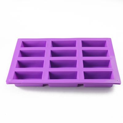 China Classcial BPA Silicone Ice Cube Tray 12 Cavities Rectangle Chocolate Pudding Viable Free Ice Mold Baking Mold for sale