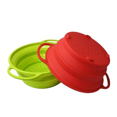 China Viable High Quality Colored Collapsible Silicone Sieve Colander for sale