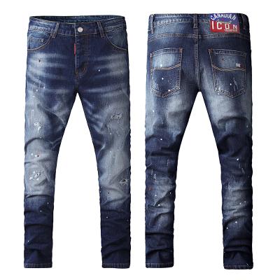 China Purplewind New Design Mens Breathable Biker Pants Rhinestone Skinny Black Jeans Slim Denim Pants For Men for sale