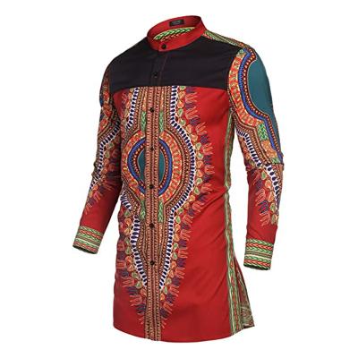 China Dropshipping embroidery clothing cotton long sleeve button up dashiki african shirt and pants for sale