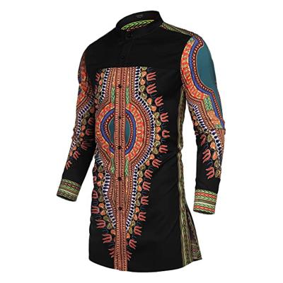 China Cotton Dropshipping embroidery clothing long sleeve button up african dashiki shirts for men 100% cotton for sale