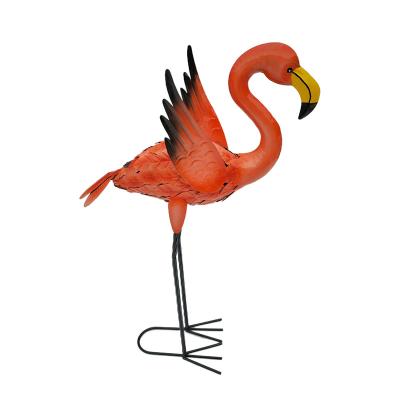 China Durable Outdoor Morden Great Metal Sculptures Metal Welded Tall Sculptures Metal Orange Flamingos Statues for sale