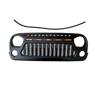 China ABS Grill For JEEP Wranglers JK Accessories Matte Black Angry Face Grill 2007-2018 5 Amber Lights For Jeep Ru Bicon Sahara Sport for sale