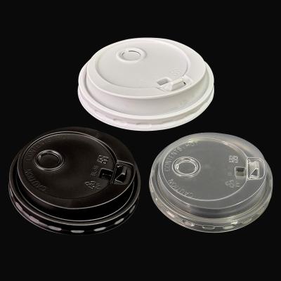 China Non Spill 90mm Hot and Cold Drinks Lid Plastic Straw Hole Plastic Lid Available for sale