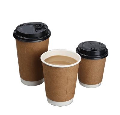 China Recycled Materials Hot Sale Insulated Kraft Paper Double Wallpaper Disposable Coffee Cups for sale