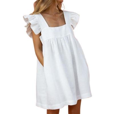 China New Anti-Static Four Way Stretch Ruffled Casual Summer Loose Simple Skirt Women Dress for sale