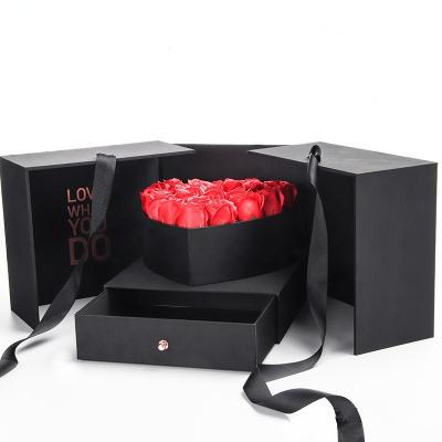 China Flower box creative surprise box on sale double cube recyclable hot gift box for sale