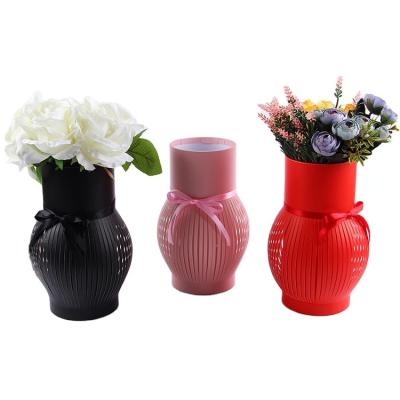 China Recyclable Creative Custom Empty Flower Boxes Gift Packaging Vase Bouquet Box Paper Cardboard Rose Box for sale