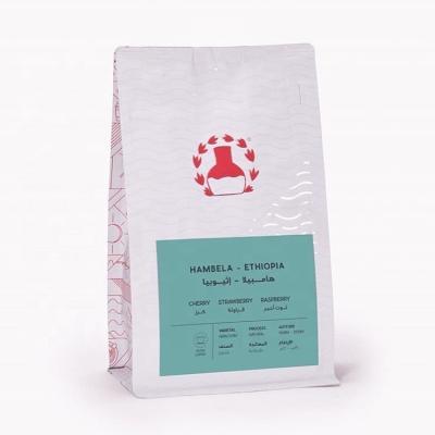 China Shenzhen Manufacturer Food Grade Moisture Proof Flat Bottom Coffee Bean Packaging Bags With Valve and Zipper for sale