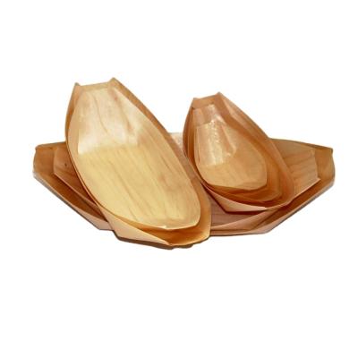 China Premium Sustainable Disposable Tableware Wooden Sushi Boats Wooden Boat Bowl for sale