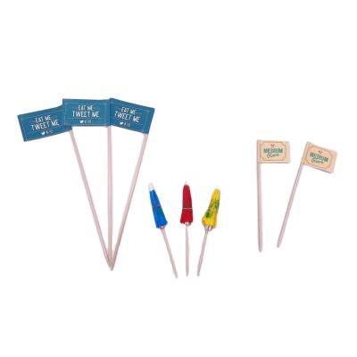 China Eco-Friendly Disposable Party Flag Cocktail Decorative Wooden Sticks for sale