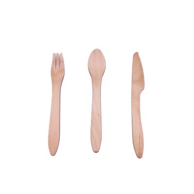 China 180mm Logo Customized Biodegradable Biodegradable Disposable Wood Spoon Knife Fork Cutlery Set for sale