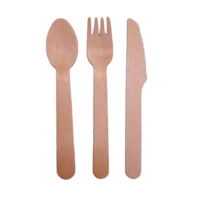 China Disposable Wooden Spoon 140mm Fork Knife Wooden Cutlery Set Wood for sale