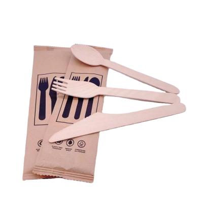 China Food Grade Birch Wooden Cutlery Set Eco - Friendly Biodegradable Disposable Wooden Cutlery Set for sale